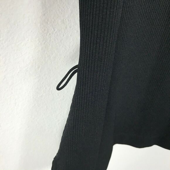 Vintage 1970s Knit Blouse Square Scalloped Neckline Black Long Sleeve Size L - Picture 4 of 5